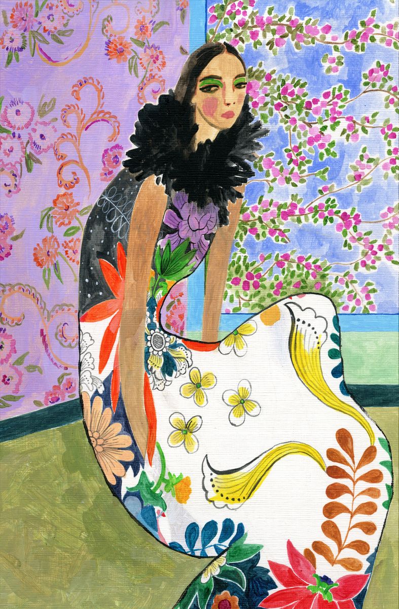 Wearing couture in the lilac room – Sharan Ranshi Art and Illustrations